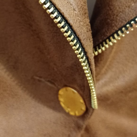 Joseph Ribkoff Brown Micro Suede Jacket With Shoulder Pads Size 10 - Picture 4 of 13